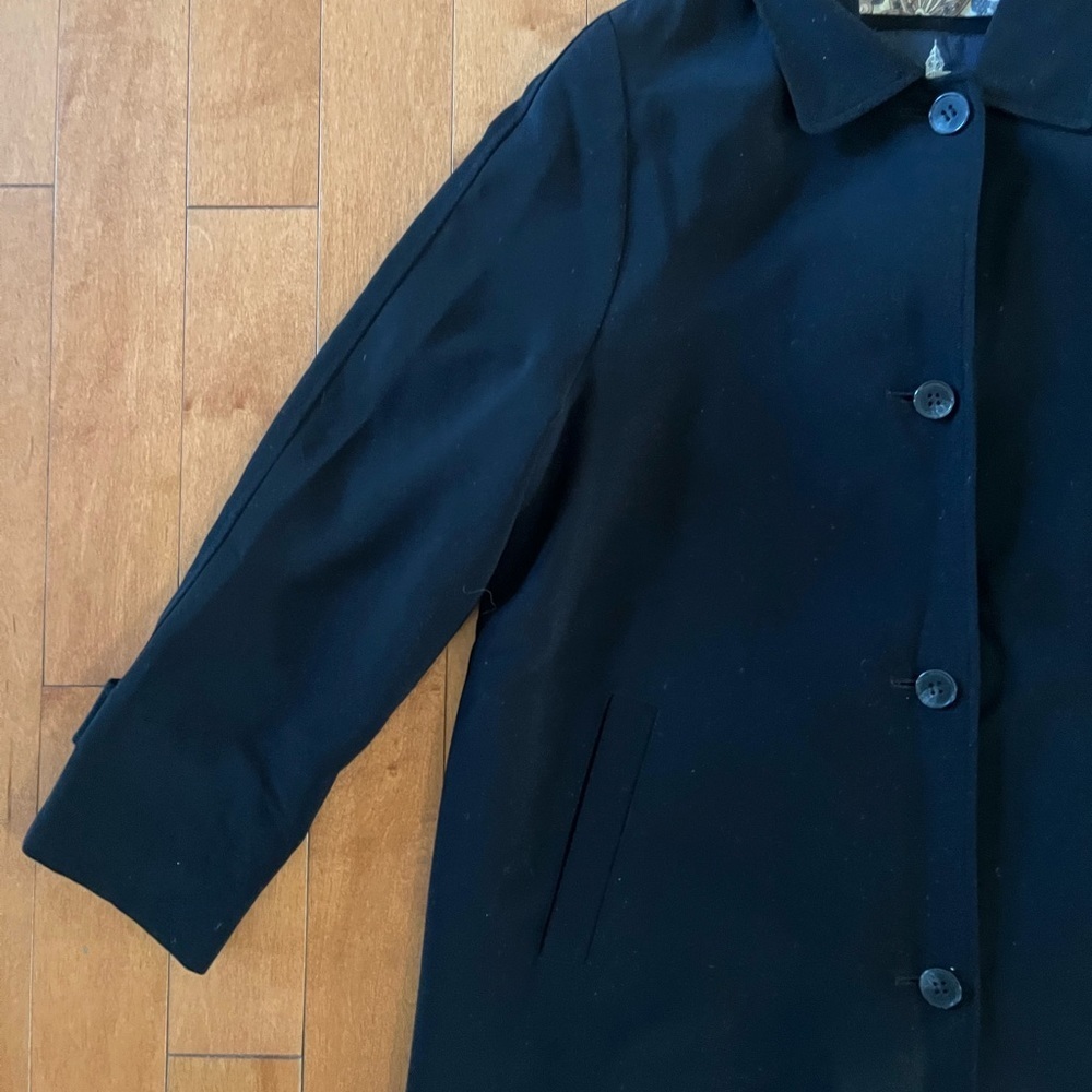 LONDON FOG Black Trench Coat Lined Medium Petite - Picture 3 of 5